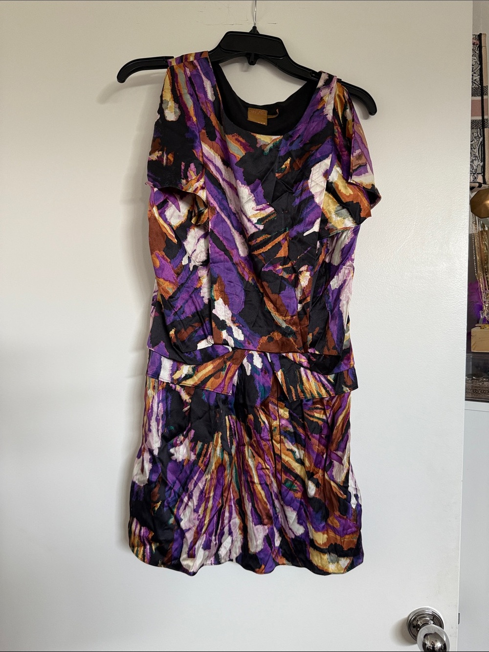 Ali Ro Purple Multicolor Abstract Mini Dress